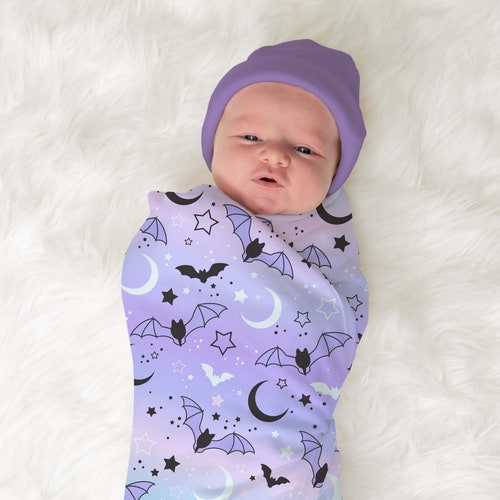 Pastel Goth Baby Bat Swaddle Wrap Stretch Swaddling Blanket Etsy