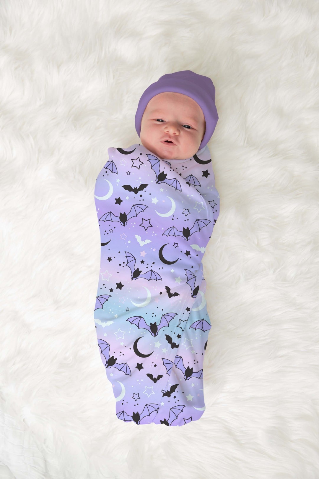 Pastel Goth Baby Bat Swaddle Wrap Stretch Swaddling Blanket Etsy