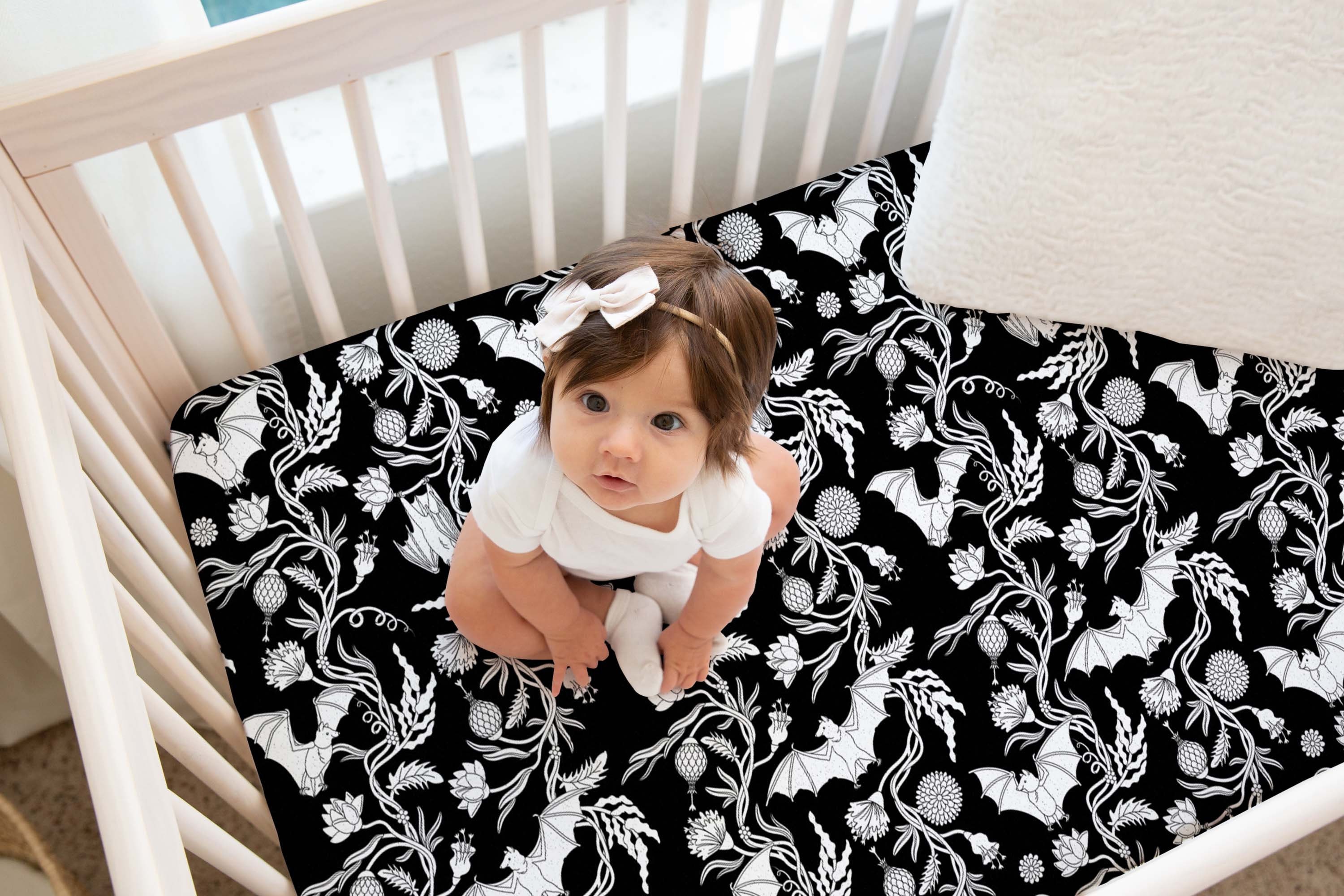 Spooky Nursery Crib Sheet Dark 