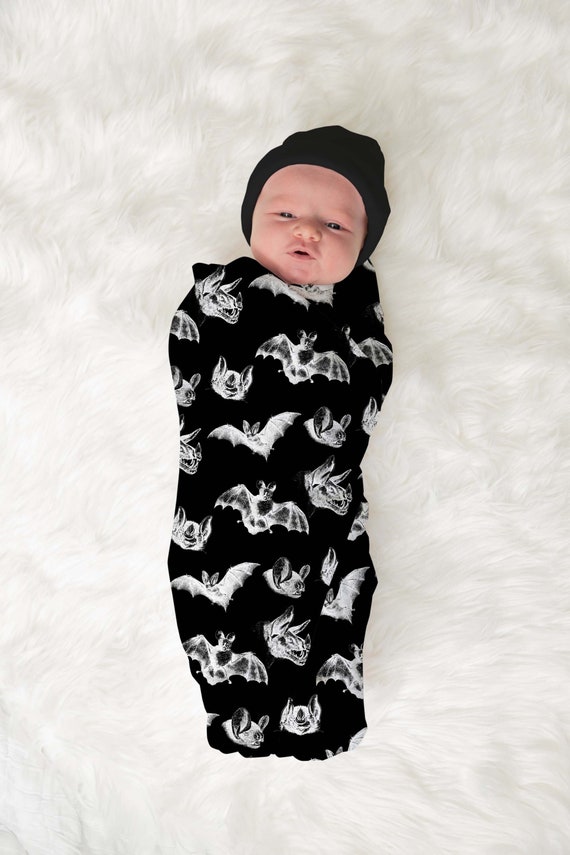 Goth Baby Bat Swaddle Wrap Stretch Swaddling Blanket Goth Etsy