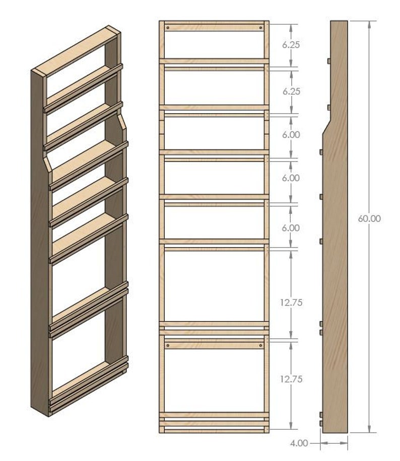 Wall mounted door mounted spice rack image 4