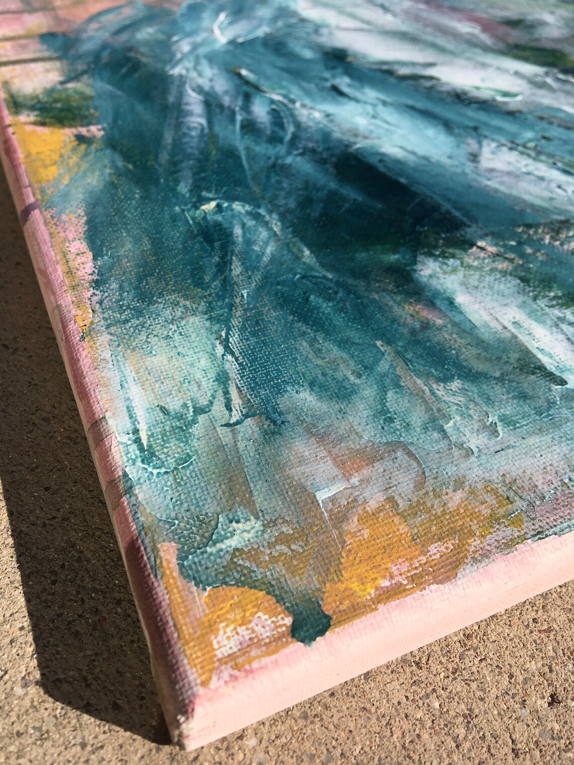 Original Art Unframed Acrylic Painting on Canvas Abstract Wave Water