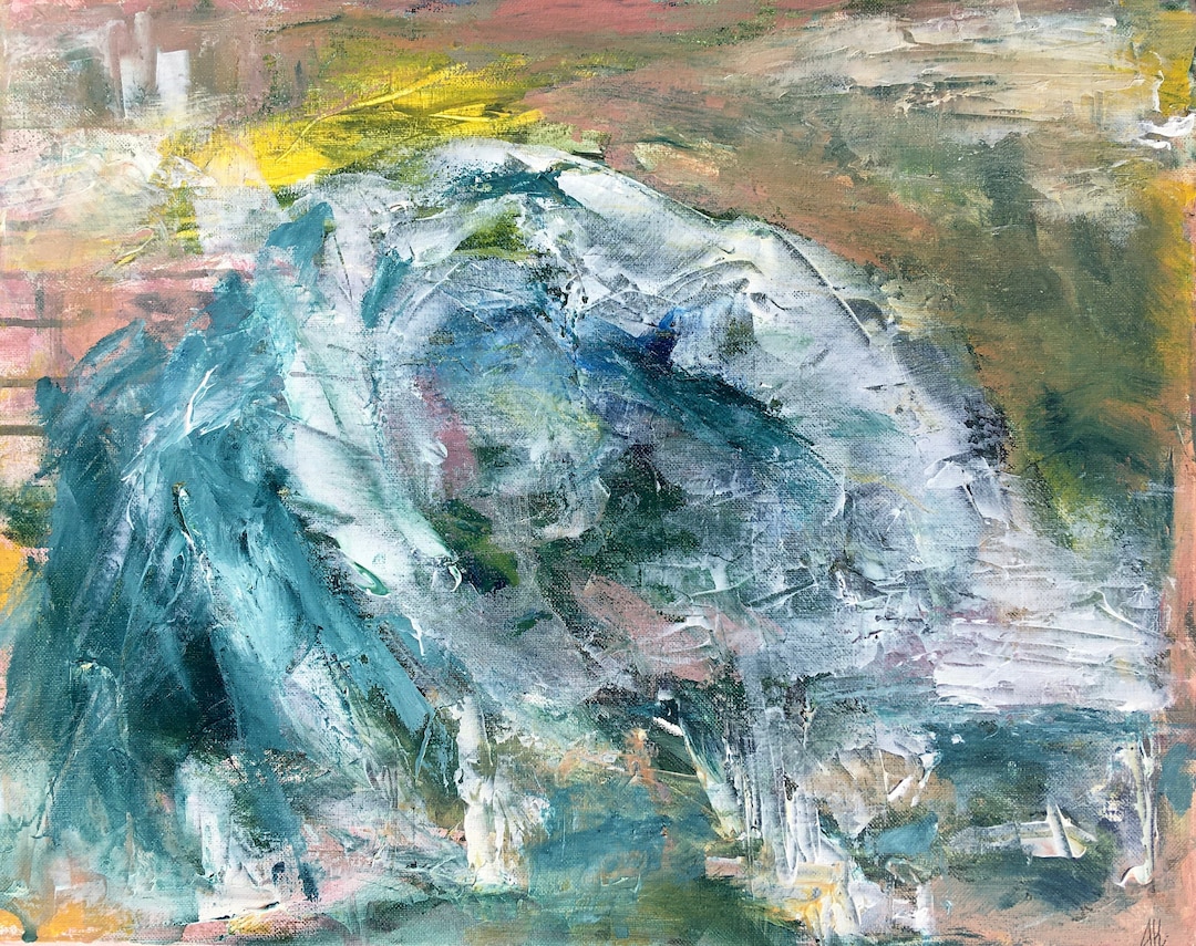 Original Art Unframed Acrylic Painting on Canvas Abstract Wave Water