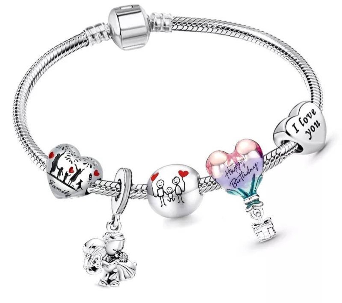 Simil Pandora Bracelet Charm Happy Birthday Sterling Clasp Etsy