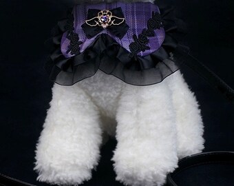 Gothic Cat Harness and Leash Set, Purple Lace Cat Harness, Adjustable Small Dog Harness, Cute Pet Outfit, Cat/Dog Walking Harness