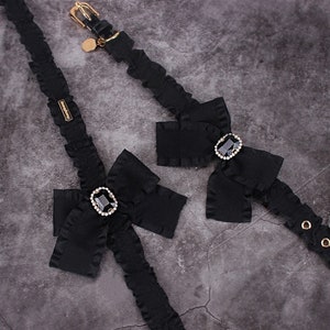 Stylish Adjustable Harness and Leash for Cats and Dogs Adjustable Cat Collar Dog Collar Cute Collars With Bow Ties Elegance Pet Accessories