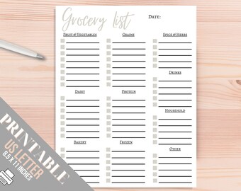 Printable Grocery List Template PDF Instant Download - Etsy