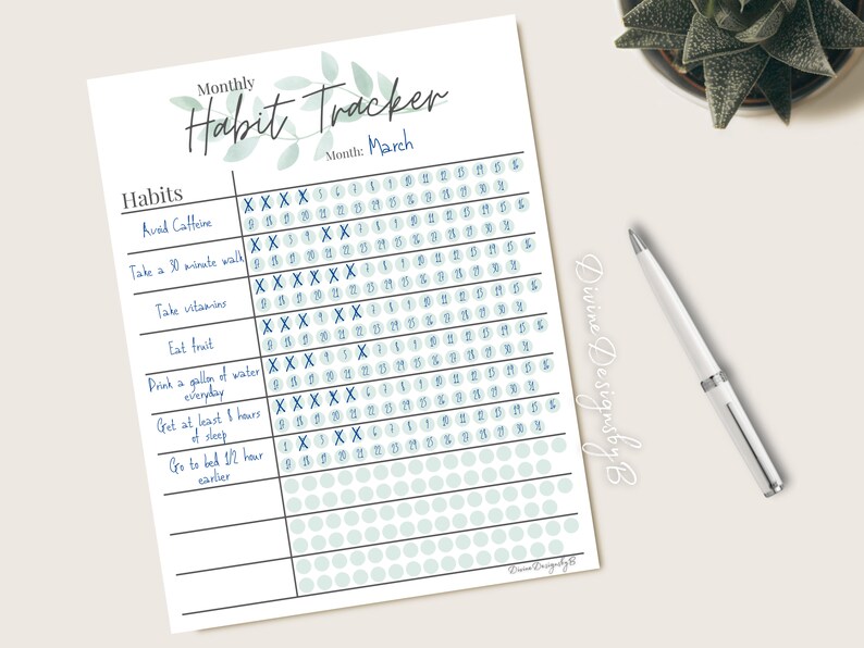 Monthly Weekly Habit Tracker Printable | A5 US Letter (digital Download ...