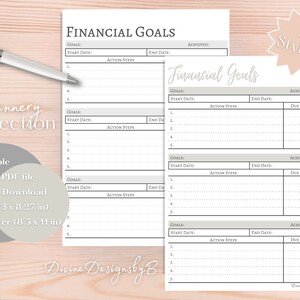 Financial Goals Page | Printable Financial Goals | Financial Goals PDF | Instant Digital Download | US Letter + A5 Financial Goals