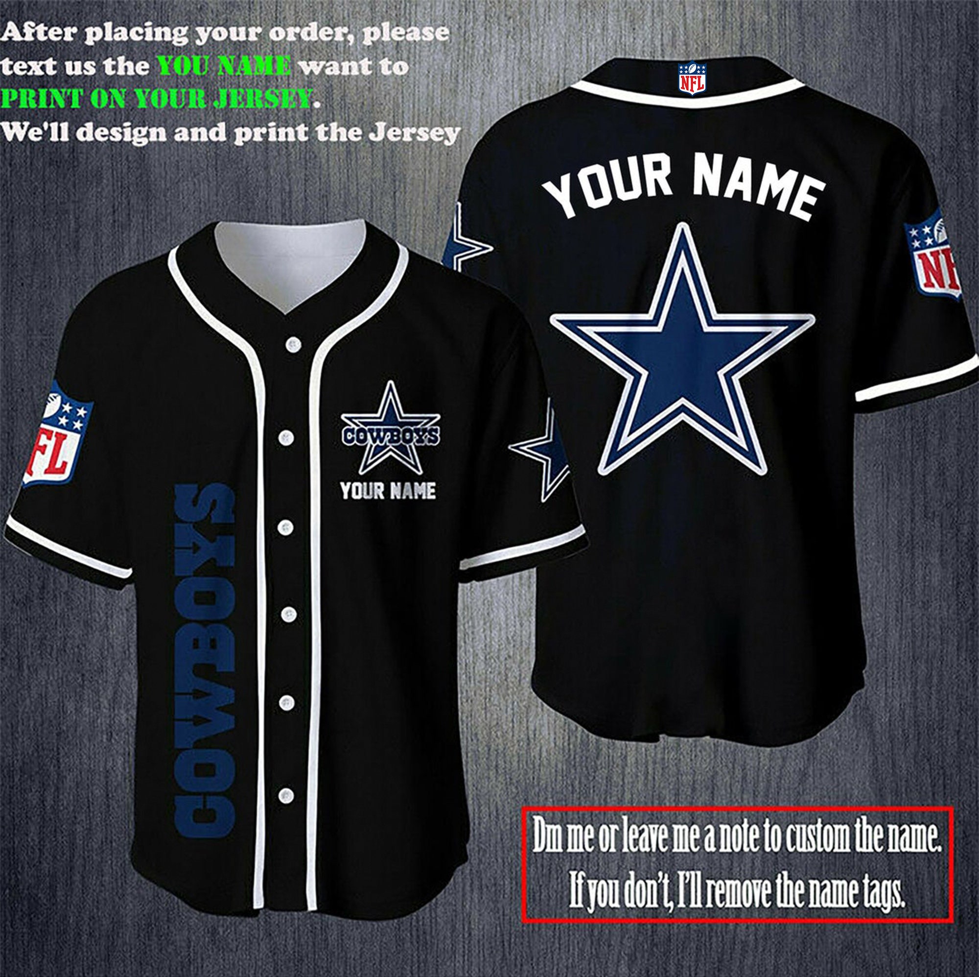 Dallas Cowboys Fan Made Personalized Custom Baseball Jersey | Etsy