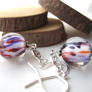 "Super Sonic" earrings in lampwork glass and silver Multicolored Murano glass beads Summer jewelry Gift for mom