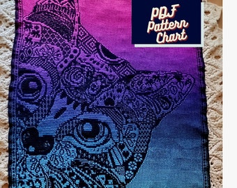 MEOWSAIC Blanket, PDF file Pattern, chart only crochet mosaic blanket, cat mosaic blanket, cat crochet throw