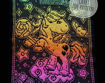 UNISAIC Blanket, PDF file Pattern, chart only crochet mosaic blanket, unicorn mosaic blanket, unicorn crochet kids