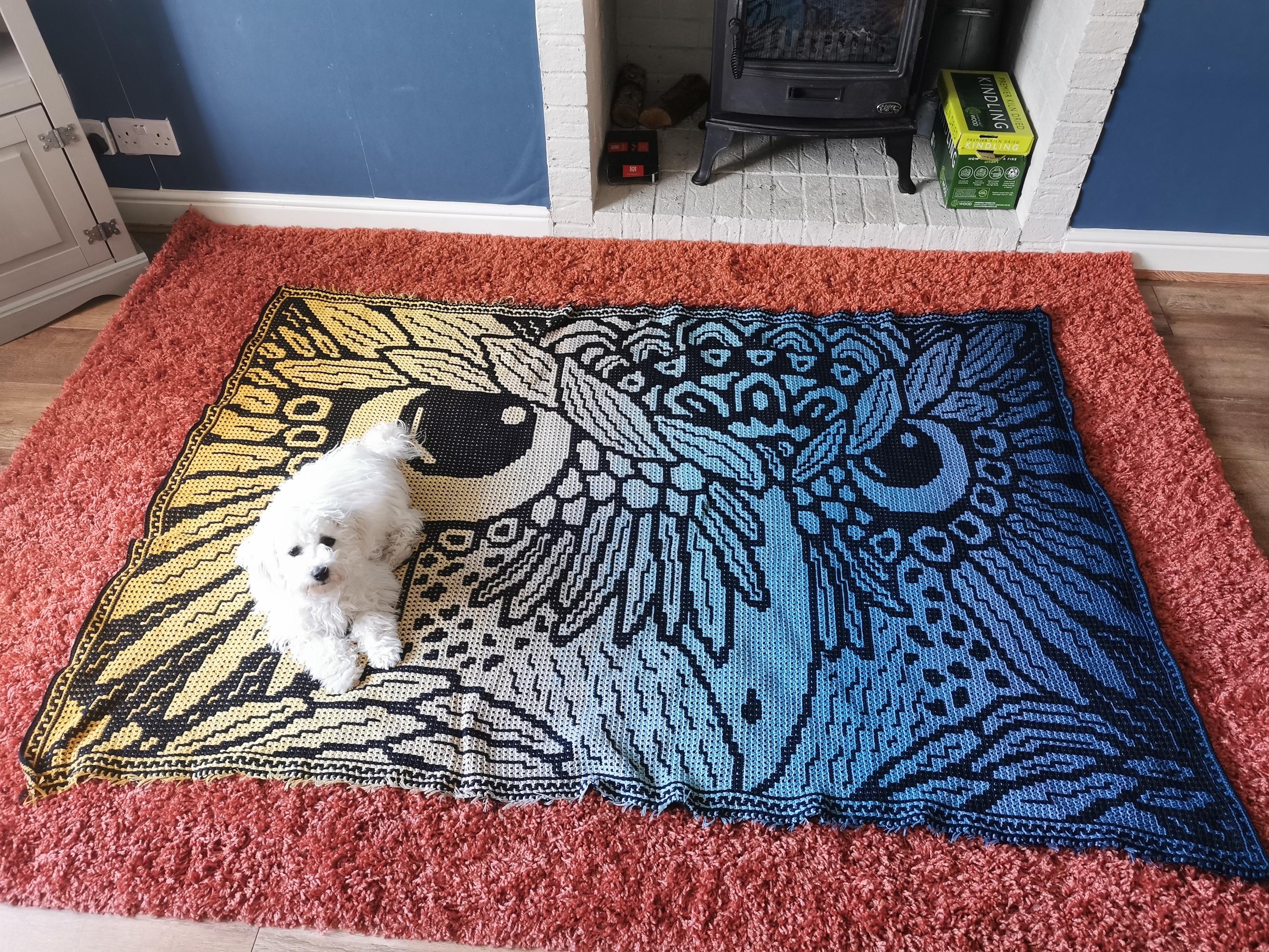 owl blanket, mosaic crochet blanket, owl throw