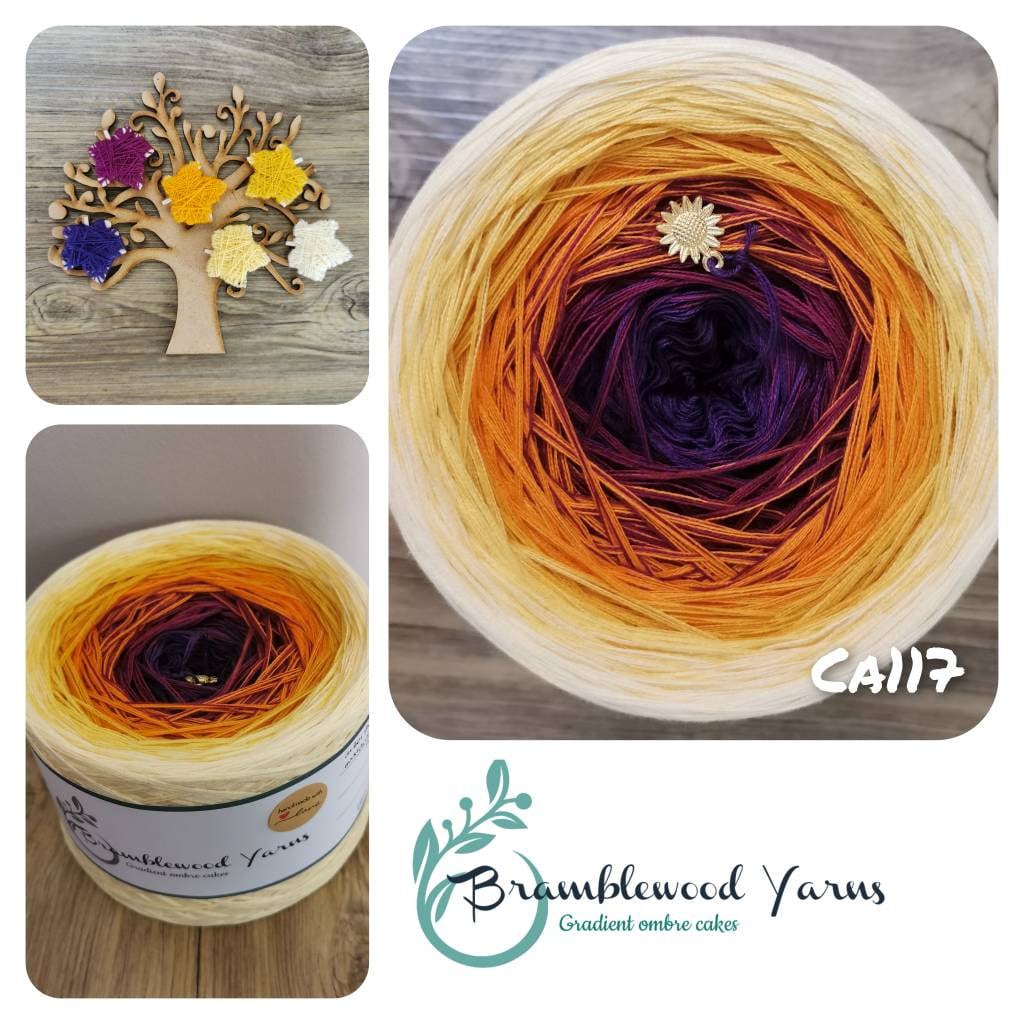 Gradient yarn cake, 50/50% cotton acrylic yarn cake, ombre effect yarn cake