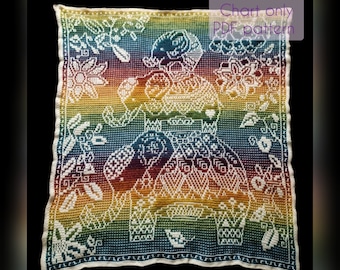 Patrón de manta de crochet con mosaico de elefante: gráfico eleFUNsaic (patrón en PDF)