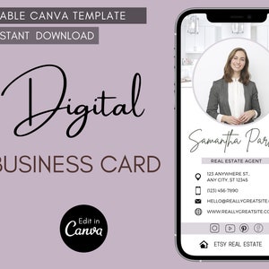 Real Estate Business Card, Digital Business Card Template, Canva Template, Editable Business Card, Custom Business Card