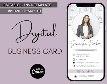 Real Estate Business Card, Digital Business Card Template, Canva Template, Editable Business Card, Custom Business Card