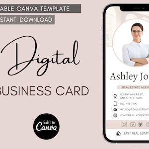 Real Estate Business Card, Digital Business Card Template, Canva Template, Business Card Template, Custom Business Card
