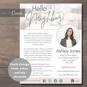 Real Estate flyer, Canva Template, New Agent Flyer, Realtor Marketing, Real Estate Agent, Hello Neighbor Flyer, Real Estate Branding