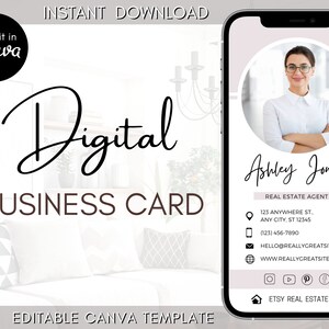 Real Estate Business Card, Digital Business Card Template, Canva Template, Editable Business Card, Custom Business Card