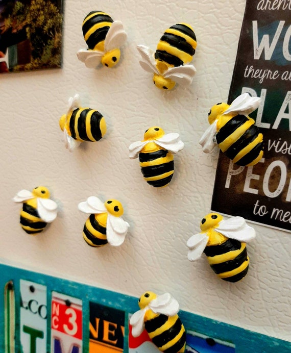 Bumble Bee Magnet, Bumble Bee Kitchen Decor, Yellow Bee Magnets