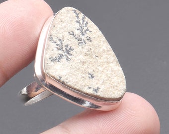 925 Sterling Silver Dendritic opal Ring Gift For Her Ring Finger Ring Antique Silver Ring Gift for him G 375