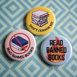 Banned Book Pins, Librarian Pins, Banned Book Week Pins, Librarian Gifts
