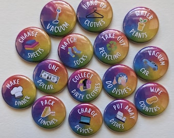 You Pick! Chore Chart Family Calendar Magnets Rainbow Swirl 1 Inch Set, Build Your Own Chore Chart Magnet Set