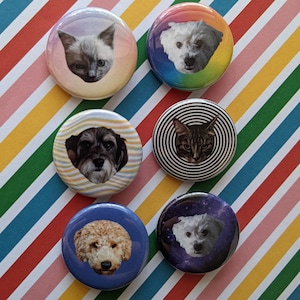 Custom Pet Buttons, Pet Photo Buttons, Your Pet&#39;s Face On a Button, Custom Pet Photo Buttons, Custom Pet Lover Gifts, Custom Pet Gift