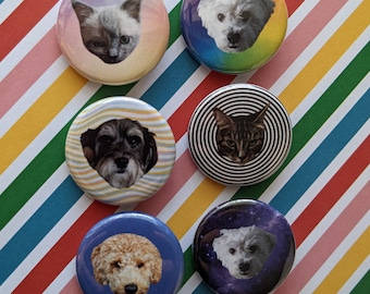 Custom Pet Buttons, Pet Photo Buttons, Your Pet's Face On a Button, Custom Pet Photo Buttons, Custom Pet Lover Gifts, Custom Pet Gift