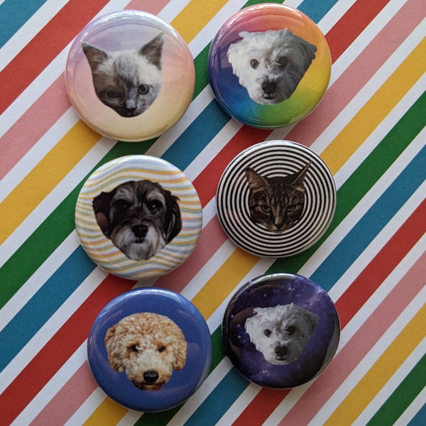 Custom Pet Buttons, Pet Photo Buttons, Your Pet's Face On a Button, Custom Pet Photo Buttons, Custom Pet Lover Gifts, Custom Pet Gift