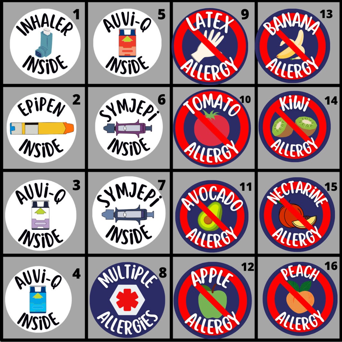 Allergy Alert Stickers, Choose Your Own Allergy Alert Sticker Set ...