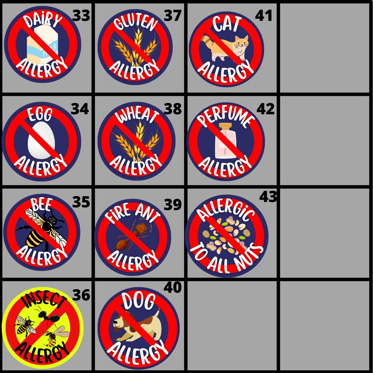 Allergy Alert Stickers, Choose Your Own Allergy Alert Sticker Set ...