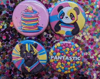 Pansexual Pun Pins, Pansexual Flag Color Pins, Pansexual Pins, Pansexual Buttons, Pantastic Buttons, Pantastic Pins