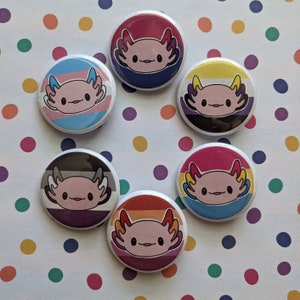 You Pick One Axolotl Pride Flag Pins, Axolotl Pride Flag Buttons, Cute Pride Flag Pins