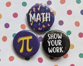 Math Teacher Pins, Math Teacher Gifts, Math Teacher Buttons