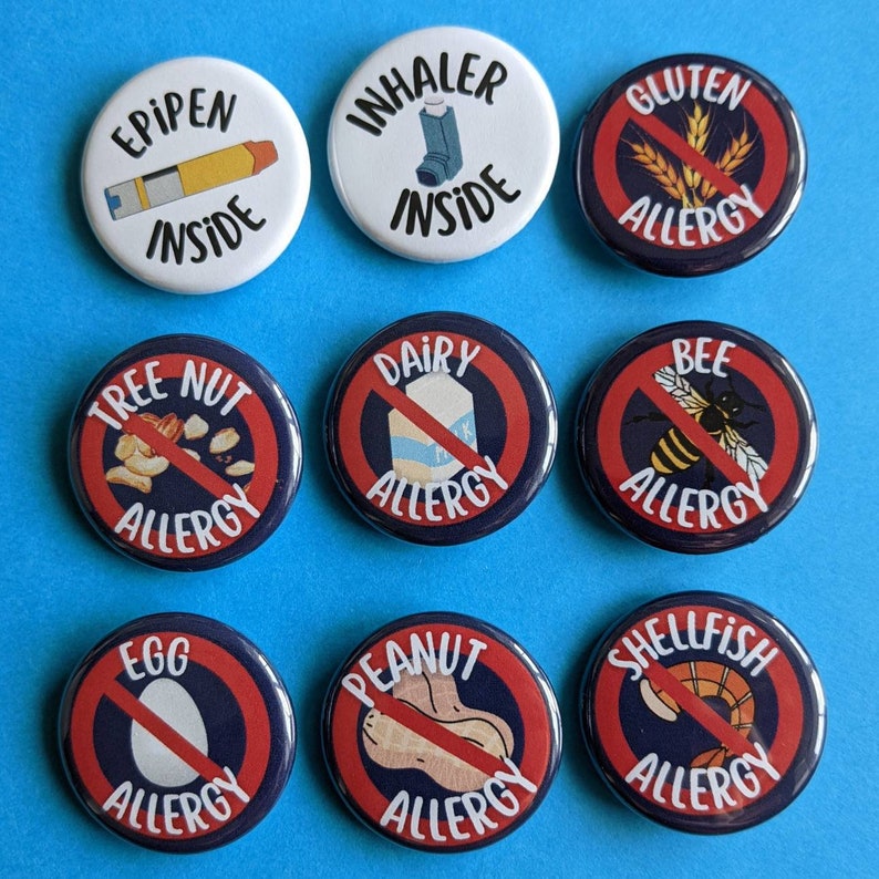 Allergy Alert Pins, Build Your Own Allergy Alert Set, Multiple Allergy Pins, Allergy Medical Alert Pins, EpiPen Pin, Food Allergy Pins Bild 1