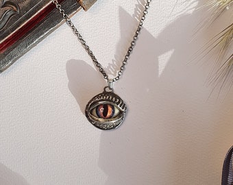 Purple Mist Dragon eye pendant, Gothic Pendant, silver pendant, gothic necklace, lost wax jewellery, handmade jewellery,historical jewellery