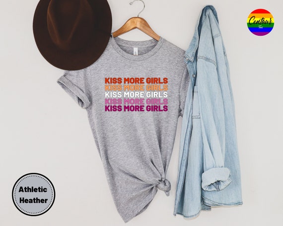 Kiss More Girls Shirt, Lesbian Pride Shirt, Lesbian Flag Colors, Cute Gay Pride Shirt, Lesbian Flower, Pride Month, Lesbian Shirts
