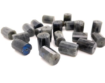 Labradorite Beads, Faceted Cylinder Tube Beads 10x14mm, 1 Bead, Each Sold Separately, Jewelry Making Craft Supplies