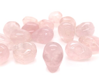 Rose Quartz Carved Skull Beads 18x14x17mm, 1 Bead, Each Sold Separately, Jewelry Making Craft Supplies, Cool Gemstone Skull Carving