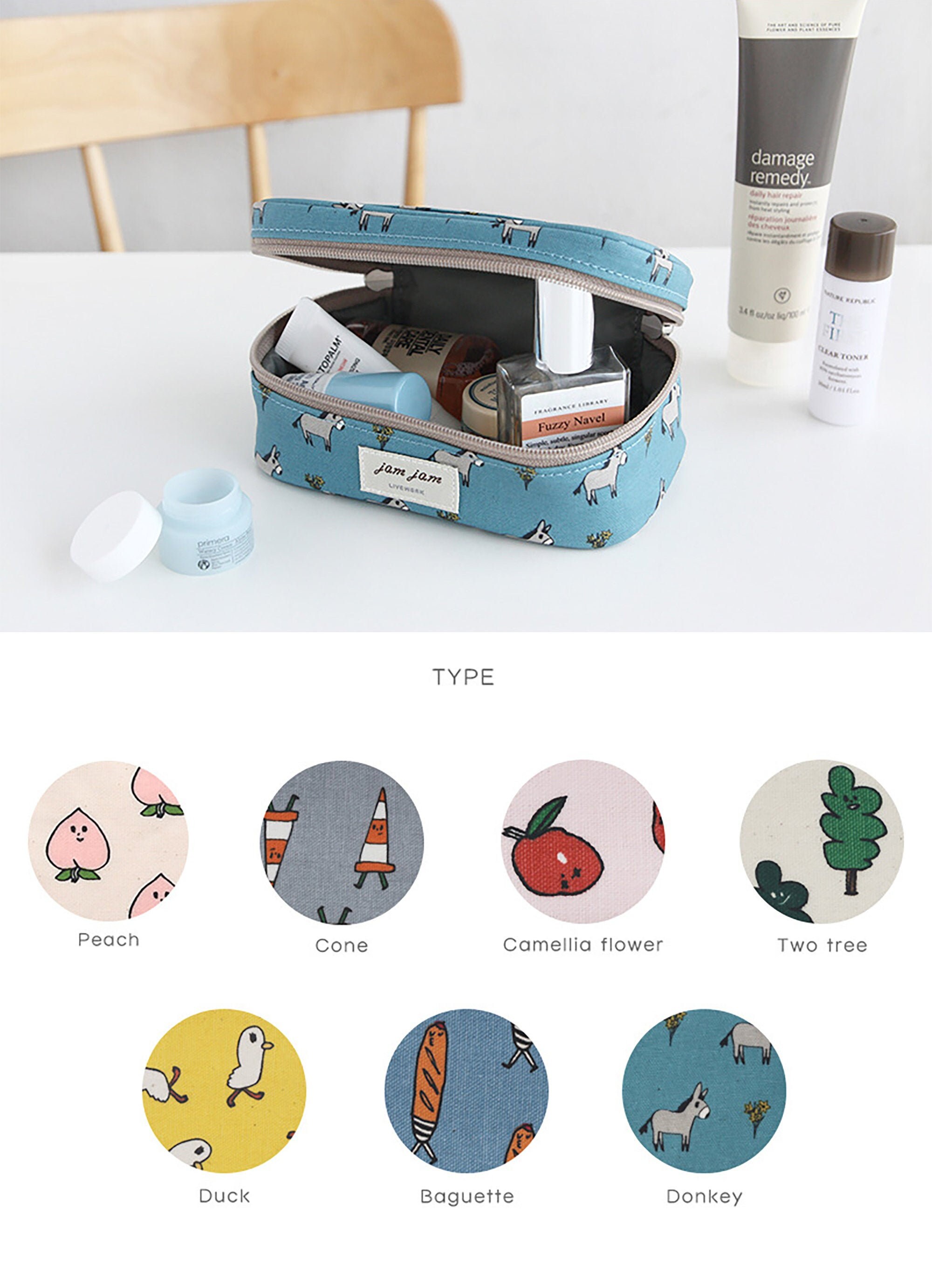 Makeup Pouch for Purse / Cosmetics Bag Small / Zipper Pouch / Etsy