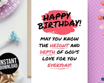 Printable Birthday Card God's Love Christian  Greeting Card Downloadable Digital Card Instant Download Birthday Print At Home
