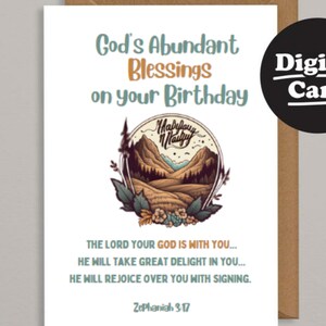 Printable Birthday Card Christian Bible Scripture Downloadable Digital ...