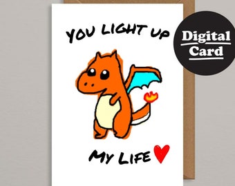 Printable Valentine Card Cute Printable Birthday Card Downloadable Valentine Card Digital Valentine Card Instant Download Charizard Poke