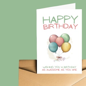 Printable Birthday Card Downloadable Happy Birthday Card Digital Instant Download