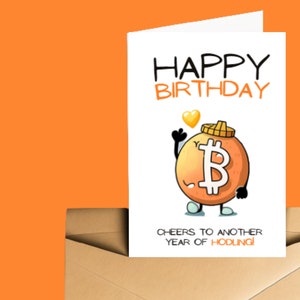 Tarjeta de cumpleaños imprimible Descargable Feliz cumpleaños Descarga instantánea digital Crypto Blockchain Bitcoin Card