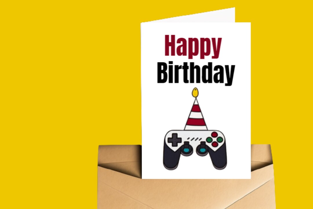 Printable Gamer Birthday Card - Downloadable Digital Card for Instant ...