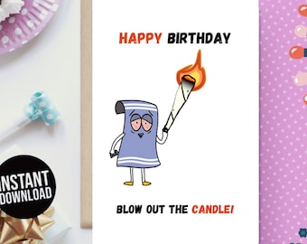 Digital Birthday Card. Comedy Printable Birthday Card. Downloadable Birthday Card. Instant Download. 420. Funny